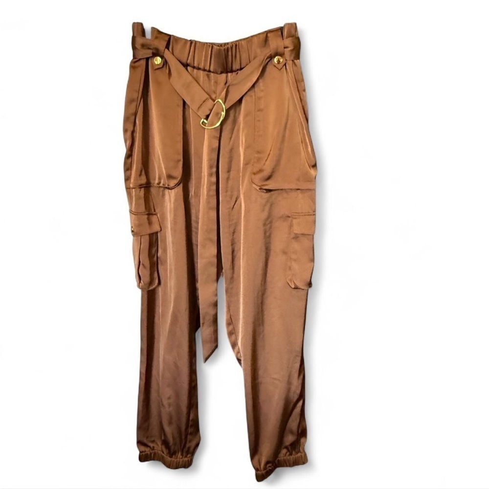 I.N.C. International Concepts Satin Cargo Pants – Bronze Brown (Size L)